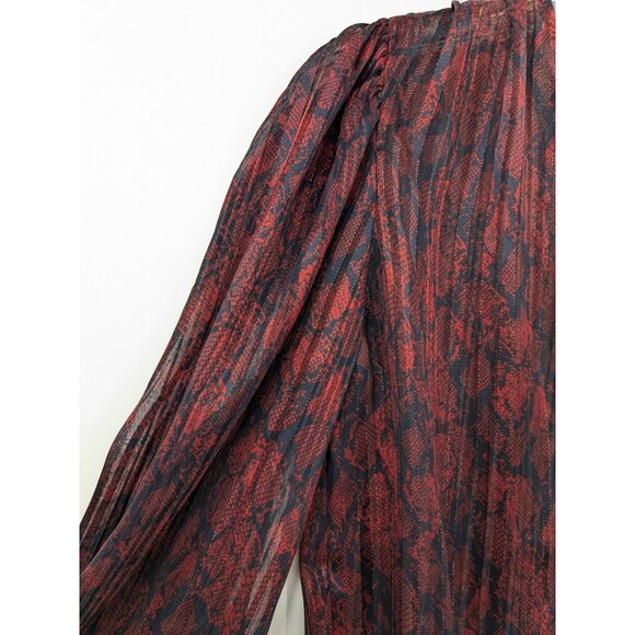 Zara Sheer Snakeskin Print Top Women Size XS Cropped Front Tie Boho Romantic Y2K - Picture 7 of 9